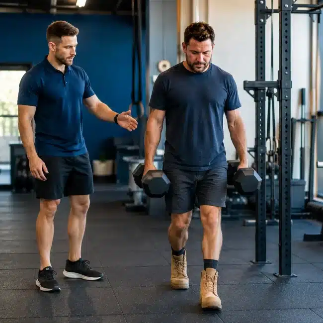 Returning to work after an injury can involve more than feeling comfortable during a few exercises. Work has physical demands. A builder may need to lift materials from the ground. A nurse may spend hours standing, walking and assisting patients. A warehouse worker might repeatedly lift, carry, push and pull. So when exercise forms part of workplace rehabilitation, it should have a purpose. A WorkCover Exercise Physiologist uses structured exercise to help build physical capacity towards the demands of work. That means looking beyond the injury itself and asking an important question: What does this person's body actually need to do at work? What Is WorkCover Exercise Physiology? WorkCover Exercise Physiology uses exercise and physical conditioning as part of workplace injury rehabilitation. An Accredited Exercise Physiologist can assess a person's current physical capacity and develop an exercise program around relevant rehabilitation and work goals. Depending on the person and their job, this may involve working on: Lifting capacity Carrying capacity Pushing and pulling Lower-body strength Upper-body strength Work tolerance Repeated movements General physical conditioning The program should reflect the individual rather than giving every worker the same exercises. Why Does Work Capacity Matter? Imagine someone can comfortably lift 5 kg in a clinic. That's useful information. But what if their job regularly requires them to handle much heavier equipment? Or what if they can lift something once, but their normal shift requires similar movements repeatedly throughout the day? There can be a gap between being able to perform an exercise and being physically prepared for work. A return-to-work exercise program can progressively work on that gap. Instead of asking only: “Can you do this exercise?” We can also ask: “How does this relate to what your job requires?” That changes how rehabilitation is planned. What Does a WorkCover Exercise Physiologist Assess? An assessment will vary depending on the worker, injury, current capacity and job. The Exercise Physiologist may discuss: Your work tasks What does a normal workday actually involve? This could include lifting, carrying, climbing, kneeling, reaching, walking or operating equipment. Current physical capacity The Exercise Physiologist may assess relevant movements and physical qualities to better understand the worker's starting point. Current exercise tolerance How much activity can currently be completed? How does the person respond to different exercises and workloads? Rehabilitation goals Returning to work is not always one big jump from “off work” to “full duties”. There may be smaller capacity goals along the way. Understanding those goals helps shape the exercise program. WorkCover Exercise Physiology Isn't Just General Gym Training Two people can perform the same squat and need it for completely different reasons. For one person, squatting might support general strength. For a tradie, it could be part of developing the leg and trunk capacity needed to repeatedly work closer to floor level. The exercise is only one piece. The reason behind the exercise matters. Workplace rehabilitation may involve gym exercises, but the program should connect those exercises to the physical demands that matter. What Might a WorkCover Exercise Program Include? There isn't one standard WorkCover program. Exercise selection depends on the individual and their job demands. However, a program may include movements such as: Squats and lower-body exercises These can build lower-body capacity for tasks involving standing, lifting, stairs or working at different heights. Deadlift variations A hinge or deadlift movement can be useful when gradually developing capacity for lifting objects from lower positions. Loaded carries Carrying dumbbells, kettlebells or other loads can help train grip, trunk and whole-body capacity. This can also resemble tasks performed by workers who regularly carry tools or materials. Pushing and pulling exercises Rows, presses, sled movements and cable exercises may be used depending on the physical requirements of the job. Conditioning Some jobs require physical effort for hours rather than a few minutes. Cardiovascular and muscular conditioning can therefore be relevant when gradually developing work tolerance. Why Progressive Loading Matters You wouldn't prepare for a 20-kilometre run by running 20 kilometres on your first day. Work capacity can be approached in a similar way. The body can be exposed to appropriate physical demands and those demands can gradually change over time. For example, a lifting exercise might progress through: Learning the movement Building consistency Increasing resistance Increasing repetitions Changing the lifting height Adding carrying or movement Making the task more relevant to work Not every person will follow this exact progression. The point is that rehabilitation can have a structure. What Is Work-Specific Strength Training? Work-specific strength training doesn't mean turning the gym into a construction site, hospital or warehouse. It means understanding the physical qualities the job requires and training those qualities appropriately. Take a worker who regularly carries equipment. Their program might involve grip strength, loaded carries, lower-body strength and conditioning. Someone who repeatedly works overhead may require a different program. A worker who spends much of the day walking and climbing stairs will have different demands again. This is why understanding the job matters. How Coastline Uses Strength and Conditioning in WorkCover Rehabilitation At Coastline Performance and Health, we are Exercise Physiologists and Strength and Conditioning Coaches. We use strength and conditioning principles within rehabilitation because work itself can be physically demanding. That means exercise may progressively involve meaningful resistance and more challenging movements when appropriate. We aren't trying to make rehabilitation hard simply for the sake of it. We want the training demand to make sense for the person and what they're working towards. Using Data to Understand Physical Capacity Progress isn't always obvious from watching someone exercise. Where appropriate, Coastline uses VALD Technology, including ForceDecks and DynaMo Plus, as part of our assessment process. These tools can provide objective information about areas of physical capacity. That data can sit alongside other information, including: The worker's goals Exercise performance Work demands Current tolerance Clinical assessment Technology doesn't replace the person in front of us. It gives us another piece of information when making exercise decisions. Who Can Be Involved in a Return-to-Work Program? Workplace rehabilitation can involve several people. Depending on the situation, this may include the worker, treating practitioners, employer, insurer, rehabilitation provider and other relevant professionals. The Exercise Physiologist's role is focused on exercise and physical capacity. Clear communication can help keep the exercise program connected to the broader rehabilitation and return-to-work plan. Exercise Physiology for Tradies and Manual Workers Physical jobs deserve physical preparation. Tradies and manual workers may need to repeatedly: Lift from the ground Carry equipment Push and pull Climb Work overhead Kneel or squat Stay physically active for long periods A few isolated exercises may not reflect all of those demands. A structured workplace injury rehabilitation program can progressively develop relevant strength and conditioning based on the person's role and current capacity. Frequently Asked Questions What does an Exercise Physiologist do for WorkCover? An Exercise Physiologist can assess physical capacity and prescribe structured exercise around relevant rehabilitation and work goals. The exact program depends on the worker, their current capacity and the demands of their job. Is WorkCover Exercise Physiology just gym training? No. Gym-based strength and conditioning may form part of the program, but exercises are selected and progressed around individual rehabilitation and work goals. Can Exercise Physiology help prepare someone for manual work? Exercise programs can be designed around physical qualities required for manual work, such as lifting, carrying, pushing, pulling and general conditioning. How long does a WorkCover Exercise Physiology program take? There isn't one timeframe that applies to everyone. Program length depends on factors such as current capacity, rehabilitation goals, work requirements and the individual WorkCover plan. Does WorkCover cover Exercise Physiology? Exercise Physiology may be included in eligible WorkCover rehabilitation plans. Approval and referral requirements can vary, so these should be confirmed for the individual claim. What's the difference between general exercise and work-specific rehabilitation? General exercise focuses broadly on fitness and health. Work-specific rehabilitation considers the physical demands someone needs for their job and uses those demands to help guide exercise selection and progression. Building Capacity for the Job, Not Just the Gym A successful gym session isn't the final destination. For someone participating in workplace rehabilitation, the bigger goal may be getting back to carrying tools, working on their feet, climbing stairs, handling equipment or completing other meaningful work tasks. That's why we look beyond individual exercises. We want to understand the person, understand the job and progressively build the physical capacity relevant to both. If you're looking for a WorkCover Exercise Physiologist in Newcastle, Lake Macquarie or Port Stephens, Coastline Performance and Health provides individual Exercise Physiology and workplace rehabilitation support from our Glendale and Williamtown clinics. Coastline Performance and Health provides WorkCover Exercise Physiology, workplace injury rehabilitation, Exercise Physiology and Strength and Conditioning across Newcastle, Lake Macquarie, Glendale, Williamtown and Port Stephens.